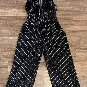LOFT Black and White Polka Dot Jumpsuit